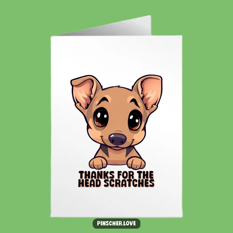 Free Printable Thank You Card: Inquisitive Pinscher Dog with Playful Glint, Heartfelt Thanks