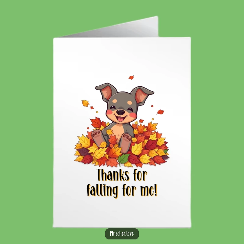 Free Printable Pinscher Thank You Card: Funny Autumn Leaves Gift
