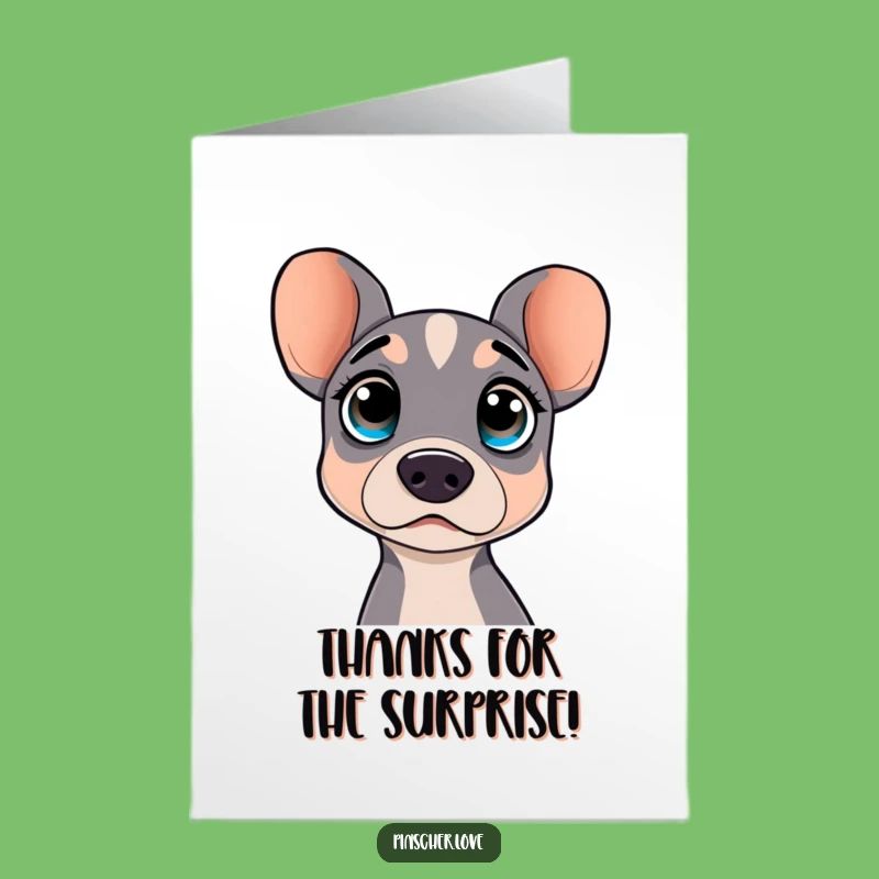 Free Printable Thank You Card: Surprised Pinscher for a Whimsical Downloadable Gift