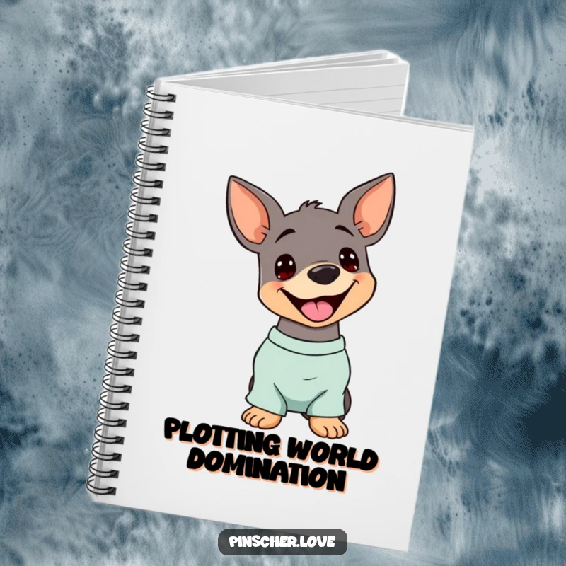 Funny Pinscher Notebook: A dog tilts its head with a happy pant, perfect for jotting down notes with playful charm.