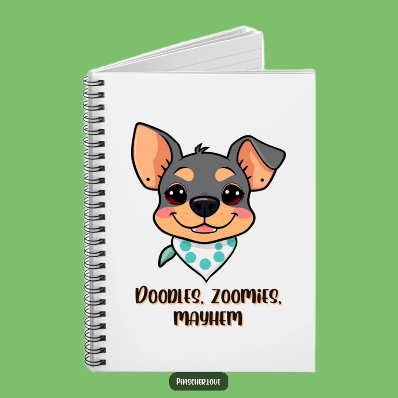 Funny Pinscher Notebook: Goofy Grin Dog, Bandana Journal Gift