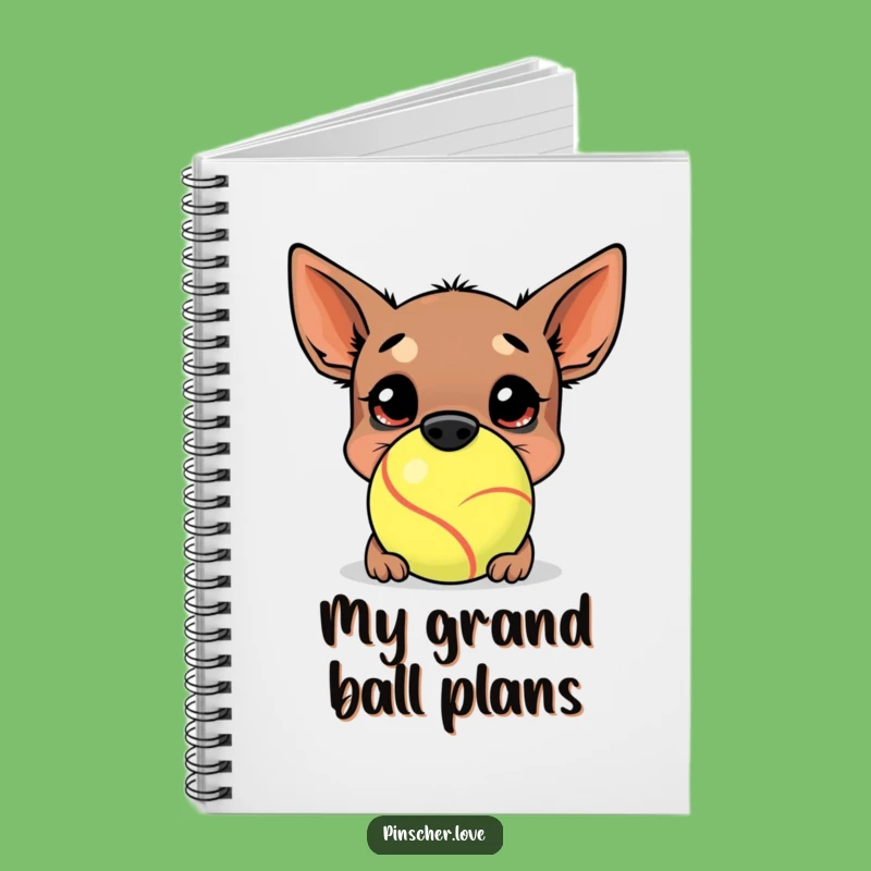 Funny Pinscher's Giant Tennis Ball Notebook: Jot Down Ideas with Doggy Delight