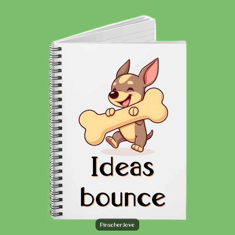 Funny Pinscher Bouncing Bone Notebook - Jot Down Ideas with Playful Humor Gift