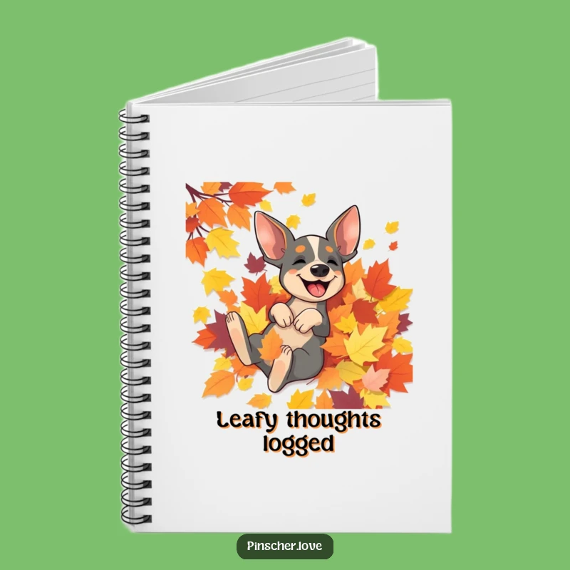 Funny Pinscher Rolling in Leaves Notebook - Jot Down Your Joyful Thoughts