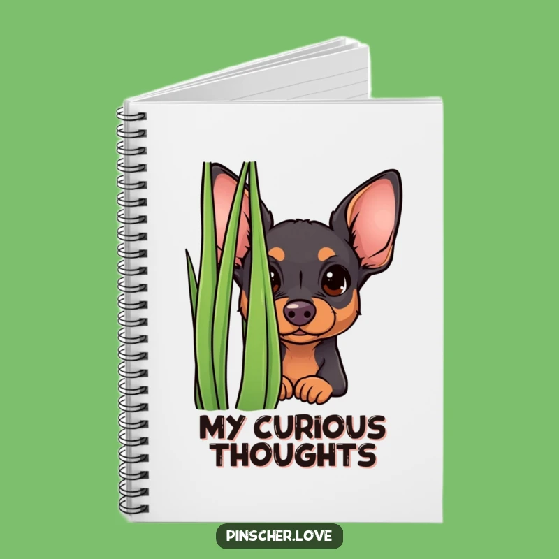 Funny Curious Pinscher Notebook - Peek-a-Boo Journal, Gift Idea