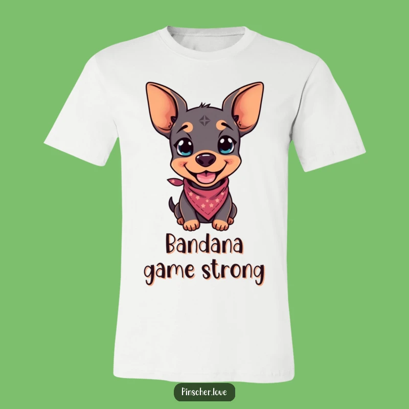 Funny Pinscher Grin Bandana T-Shirt - Stylish Pup Apparel and Hilarious Gift
