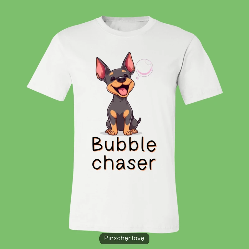 Funny Pinscher T-Shirt: Barking at Bubble, Hilarious Dog Apparel