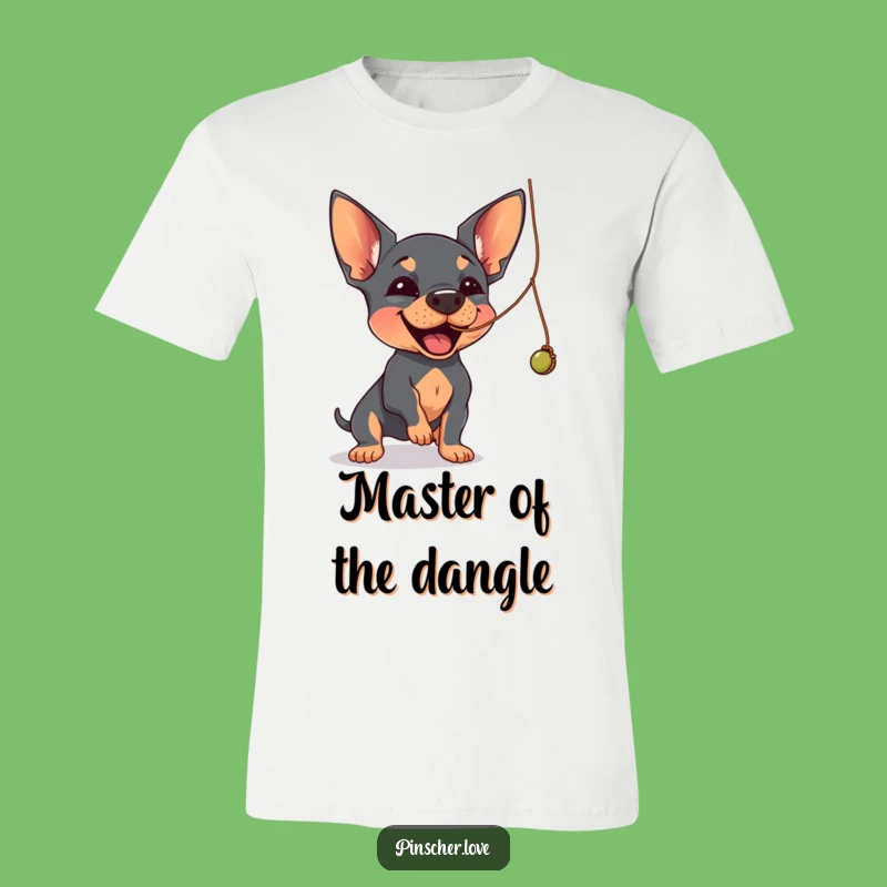 Funny Pinscher Batting Shirt: Playful String Chase, Dog Lover Gift