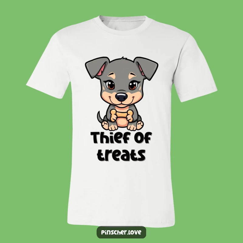 Funny Pinscher Mischief T-Shirt: Comical Dog Tee with a Secret Bone