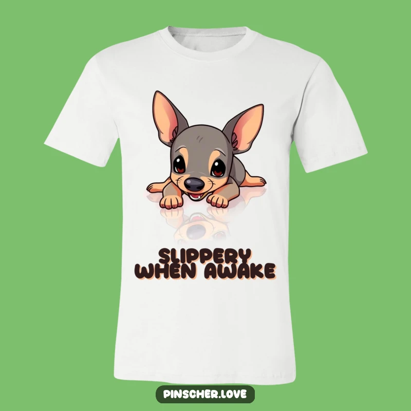 Funny Pinscher Slipping T-Shirt - Hilarious Cartoon Dog Apparel