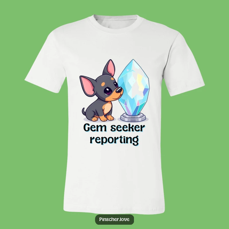 Funny Pinscher Tilting Head T-Shirt - Curious Dog & Gem Design
