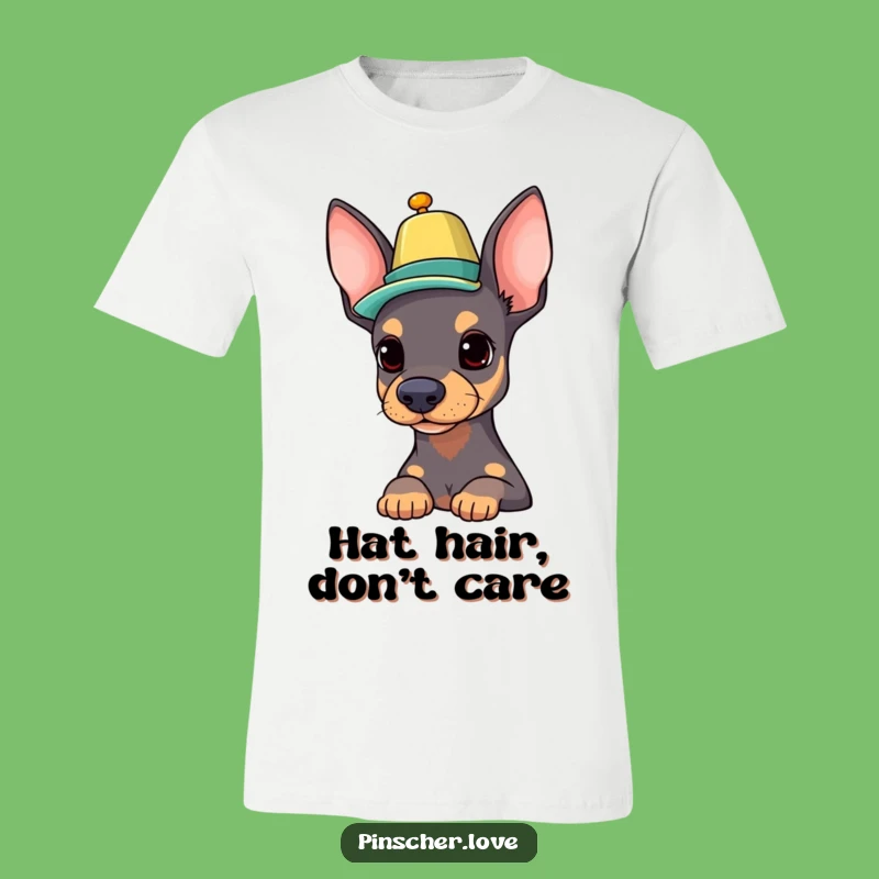 Funny Pinscher T-Shirt: Balancing Hat, Hilarious Dog Apparel