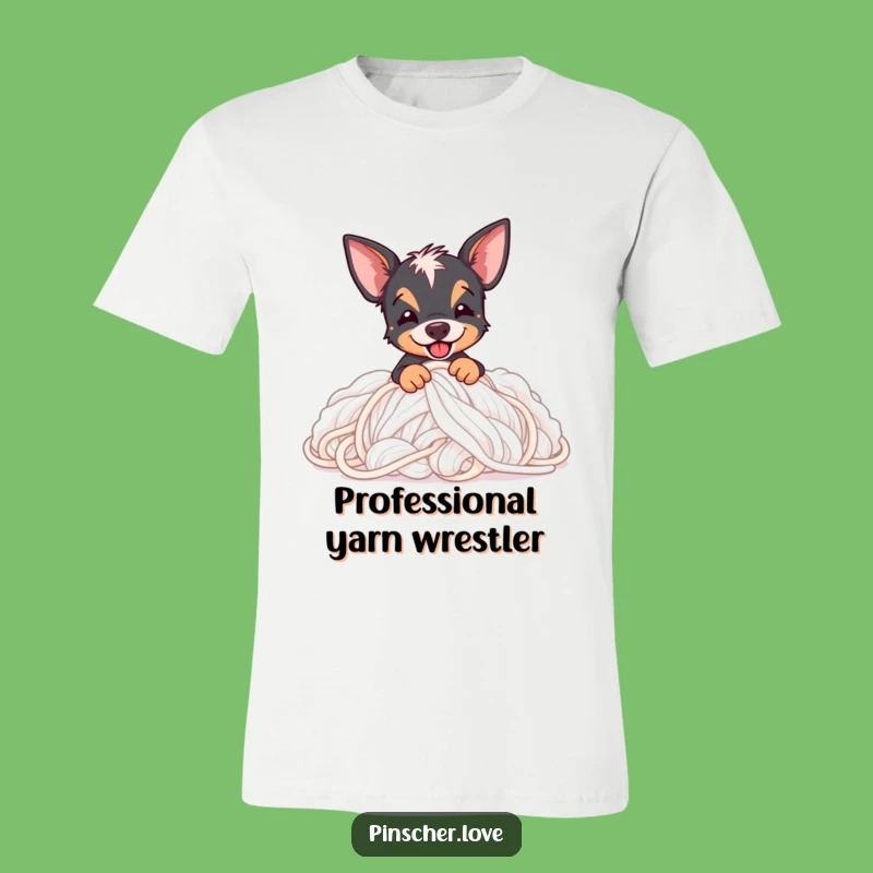 Funny Pinscher Shirt: Adorable Dog Digging in Yarn, Perfect Dog Owner Gift