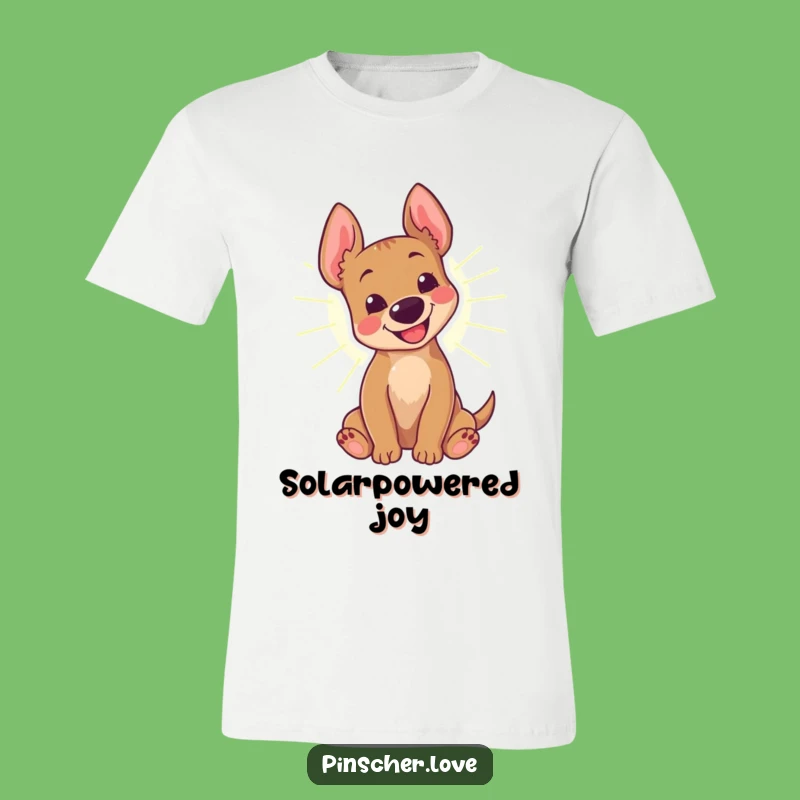 Funny Happy Bark T-Shirt: Pinscher Rolling in Sunbeam Joy