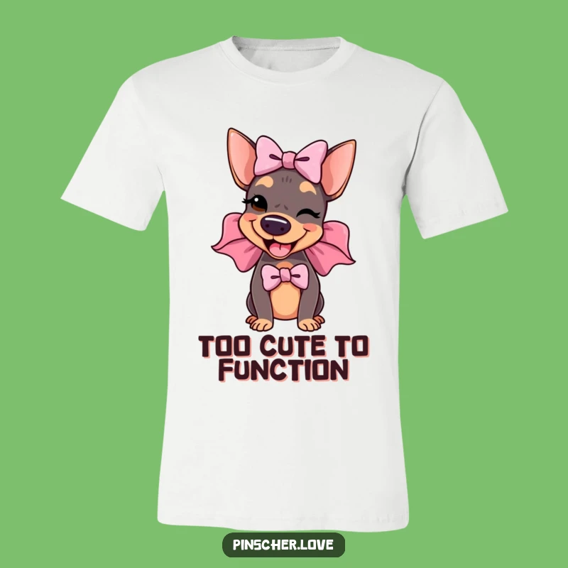 Funny Winking Pinscher Bow T-Shirt: Hilarious Gift for Fabulous Fidos!