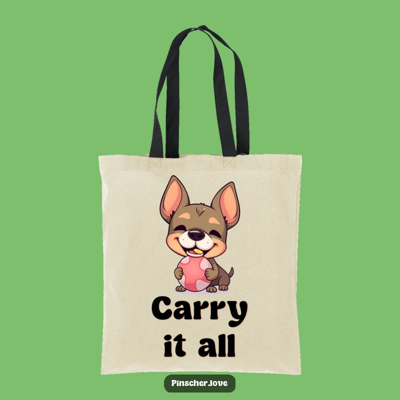 Funny Pinscher Tote Bag - Silly Grin Accessory, Practical Funny Gift
