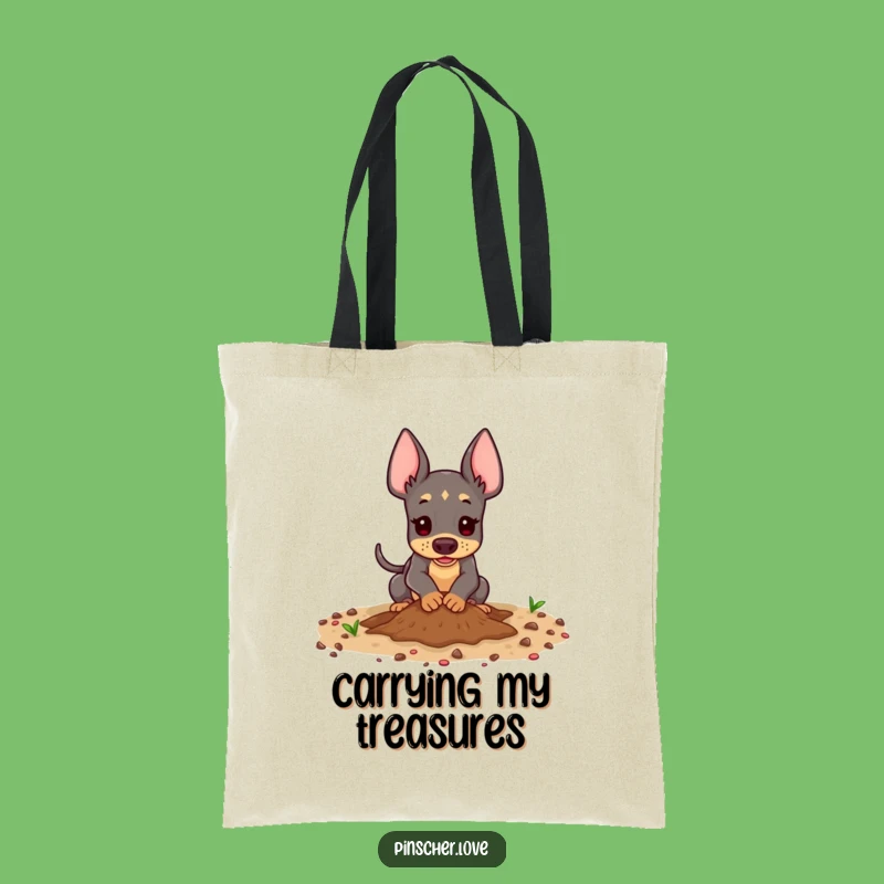 Funny Pinscher Tote Bag - Playful Digging Dog Owner Gift, Eco-Friendly Bag