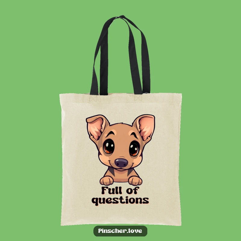 Funny Pinscher Tote Bag - Curious Dog, Tilted Head - Practical & Playful Gift