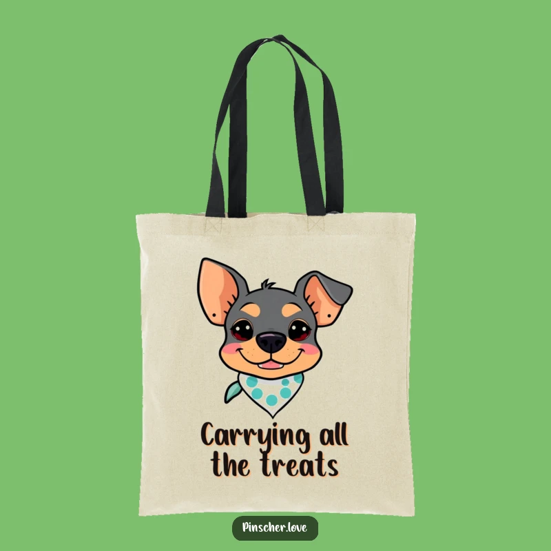 Funny Pinscher Bandana Tote Bag: Goofy Grin Dog, Stylish Pet Gift