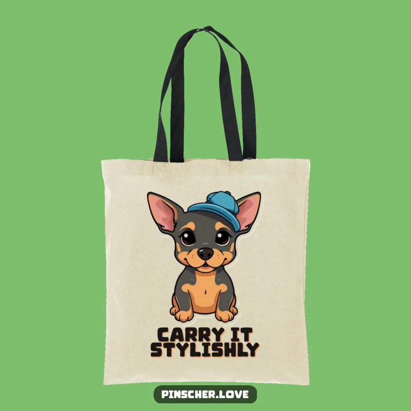 Funny Pinscher Cap Tote Bag: Carry Your Style with Canine Flair
