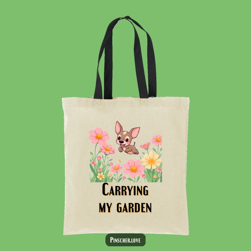 Funny Pinscher Flower Garden Tote Bag: Stylish & Humorous Dog Accessory
