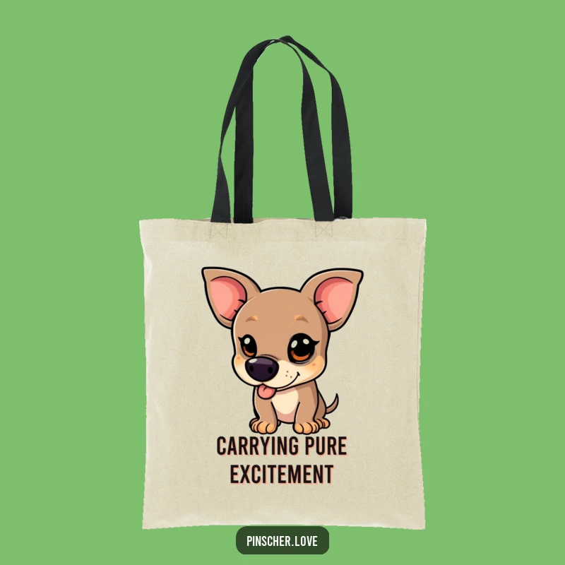 Funny Pinscher Tote Bag - Mischievous Wagging Dog Owner Gift, Eco-Friendly Bag