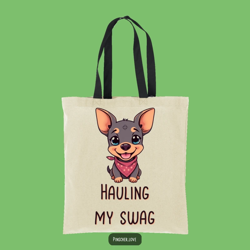 Funny Pinscher Grin Bandana Tote Bag - Chic Accessory and Hilarious Dog Gift