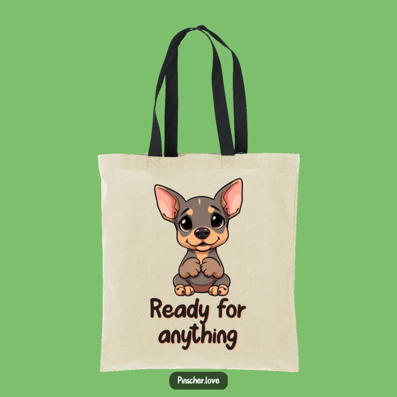 Funny Pinscher Waiting Tote Bag: Carry Your Anticipation in Style