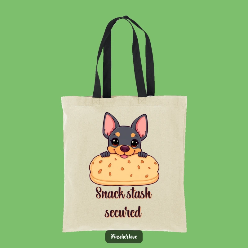 Funny Pinscher Biscuit Peek Tote Bag - Chic Accessory and Hilarious Dog Gift