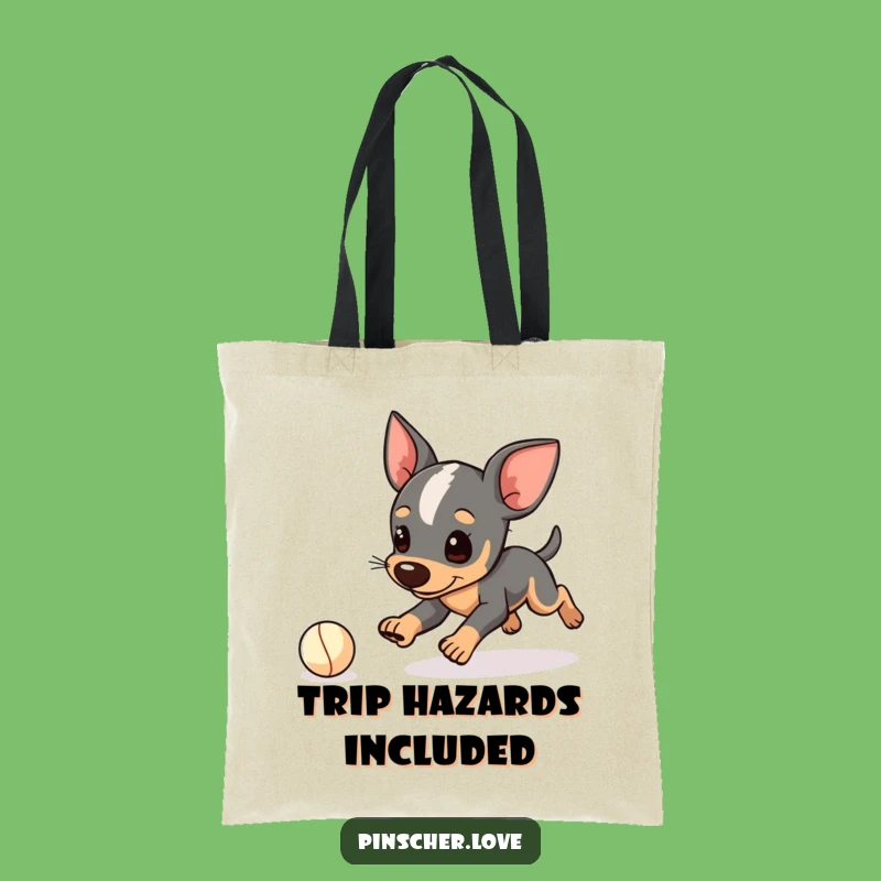 Funny Pinscher Tote Bag: Tripping Ball Chase - Carry Your Laughs