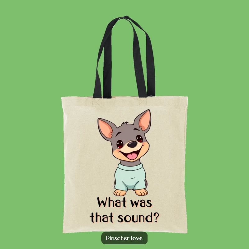 Funny Pinscher Head Tilt Tote Bag: Stylish Dog Accessory with a Happy Panting Character